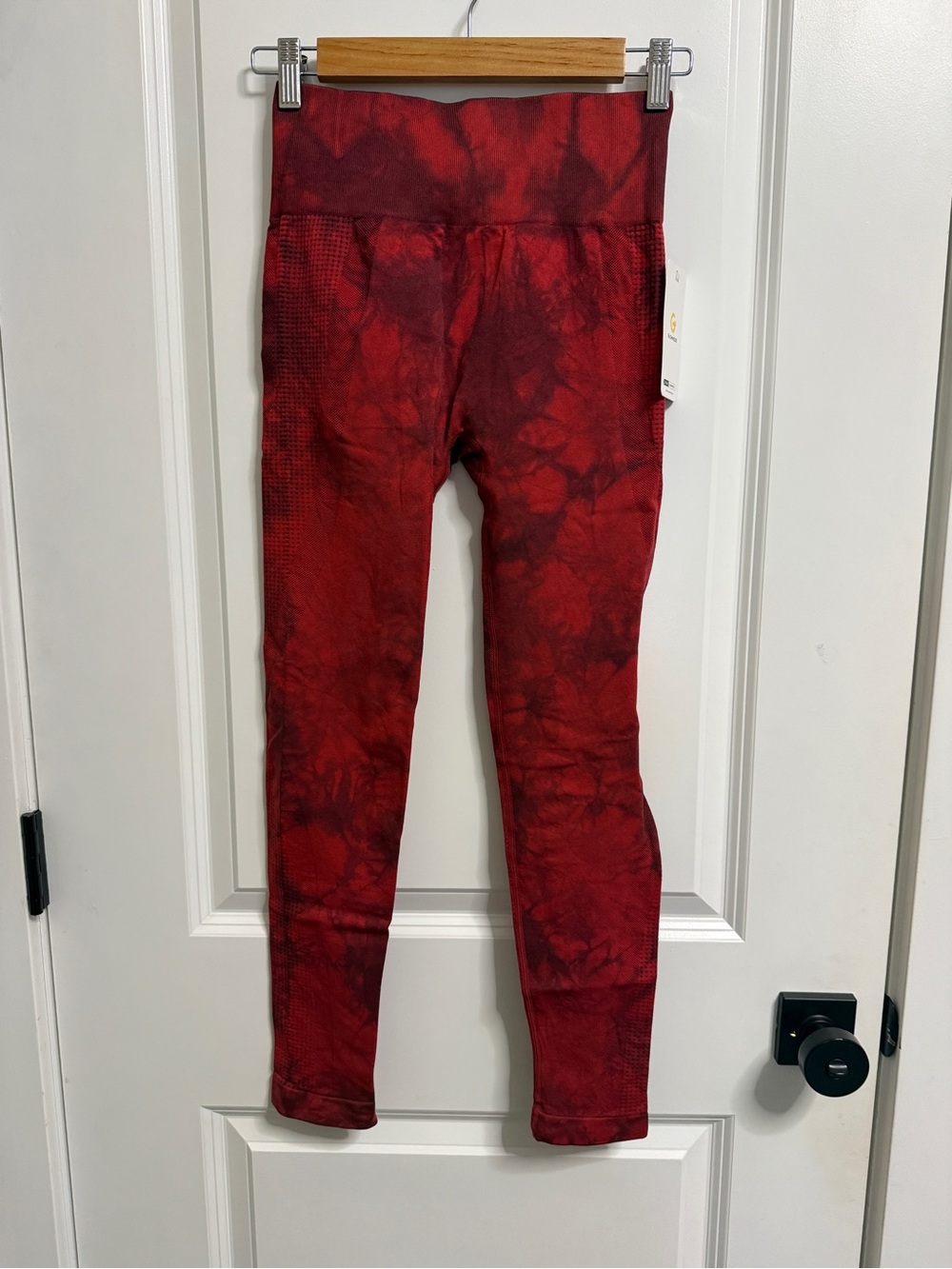 High-Rise Red Tie-Dye Leggings for Women